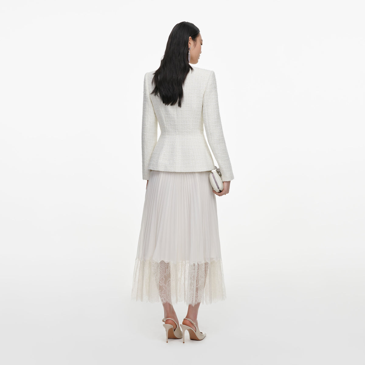 Cream Boucle Wrap Midi Dress