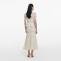 Cream Pointelle Knit Wrap Peplum Midi Dress