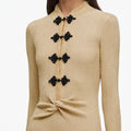 Gold Metallic Knit Midi Dress