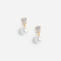 Gold Crystal Pearl Drop Earrings