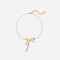 Gold Bow Pearl Necklace