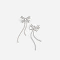 Silver Crystal Bow Dangle Earrings