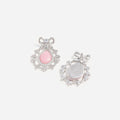 Pink Crystal Bow Droplet Earrings