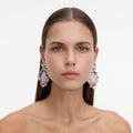 Pink Crystal Bow Droplet Earrings