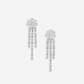 Silver Crystal Flower Droplet Earrings