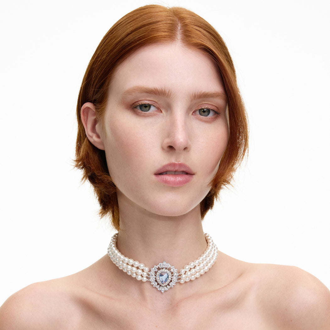Pearl Blue Crystal Choker