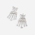 Pearl Crystal Bow Droplet Earrings