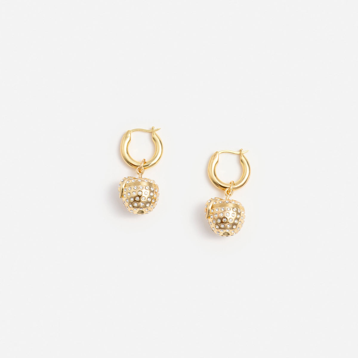 Gold Crystal Apple Hoop Earrings