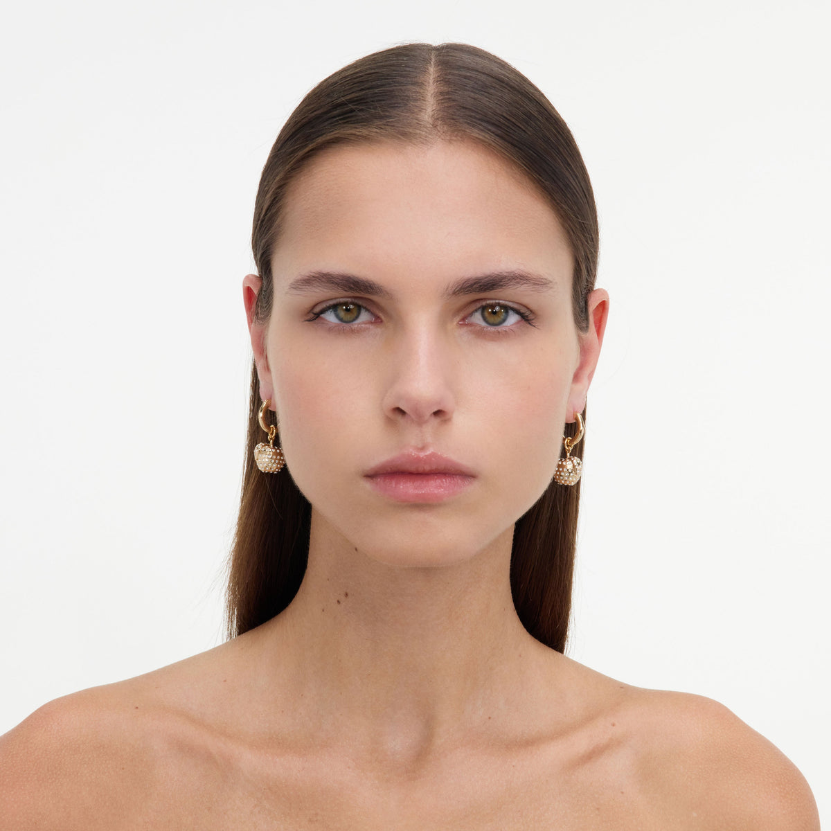 Gold Crystal Apple Hoop Earrings