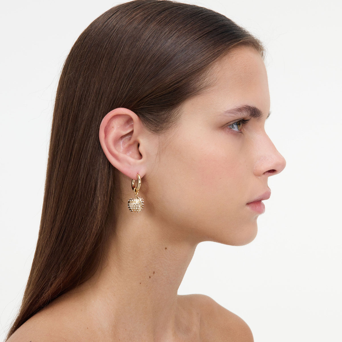 Gold Crystal Apple Hoop Earrings