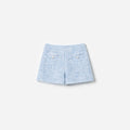 Blue Textured Boucle Shorts