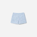 Blue Textured Boucle Shorts