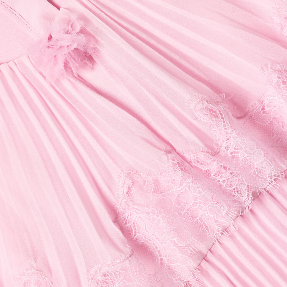 Detail Shot of the Pink Chiffon Tiered Cape Dress