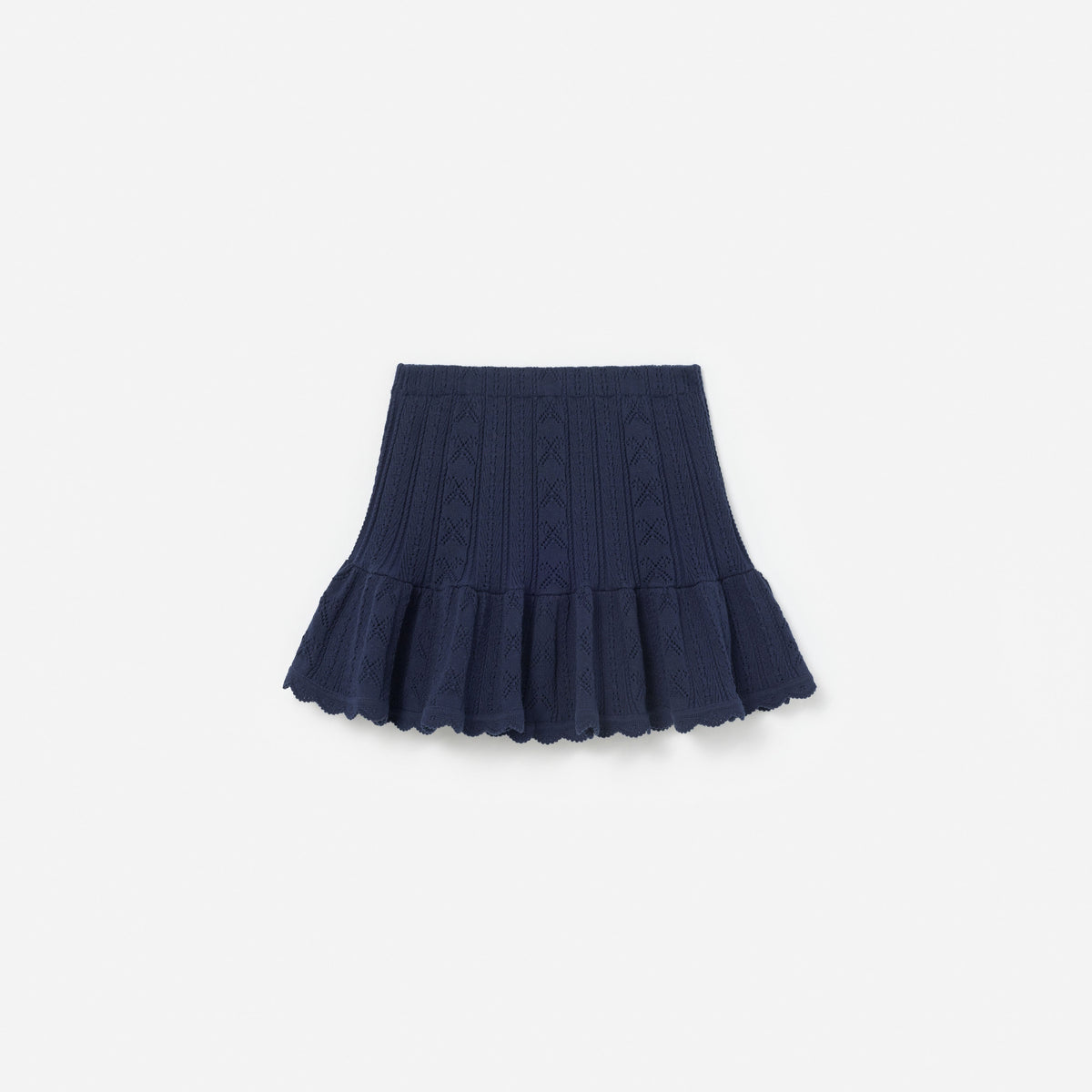 Navy Pointelle Knit Skirt