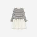 Cream Striped Ribbed Knit Mini Dress
