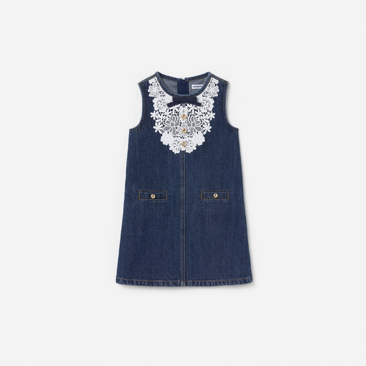 Blue Denim Lace Bib Dress