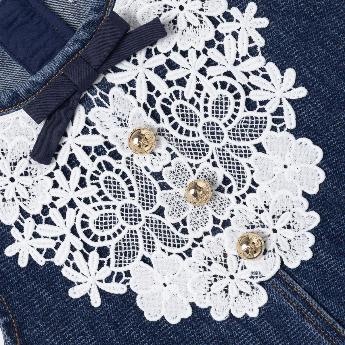 Blue Denim Lace Bib Dress