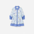 Blue Floral Printed Ramie Dress