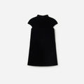 Black Velvet Flower Embellished Dress