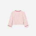 Pink Textured Boucle Frill Collar Jacket