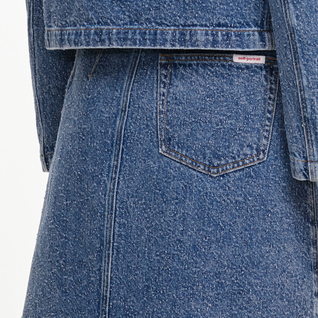 A close up of the fabric for the Textured Denim Mini Skirt