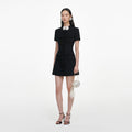 Black Boucle Flower Mini Dress