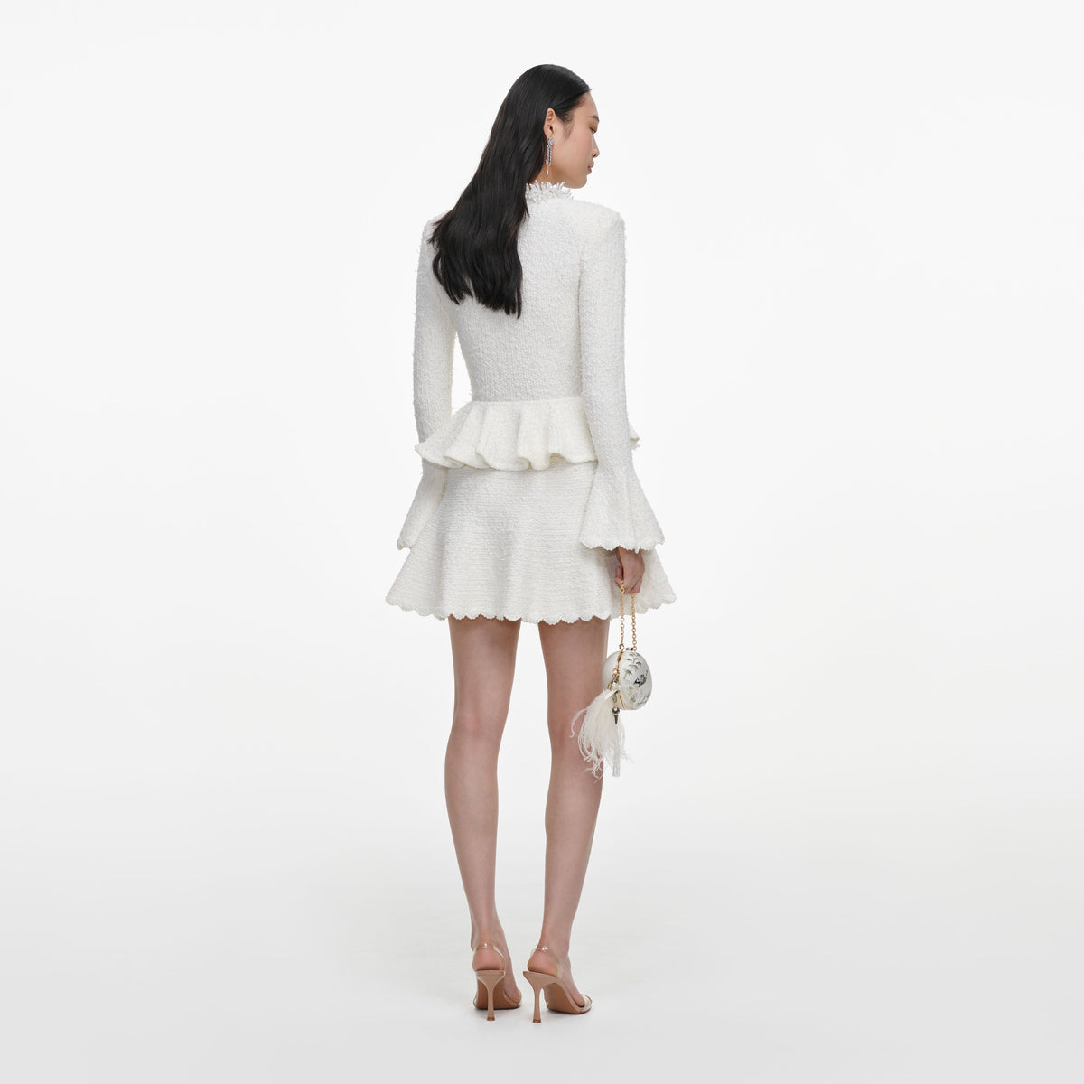 White Textured Knit Mini Dress