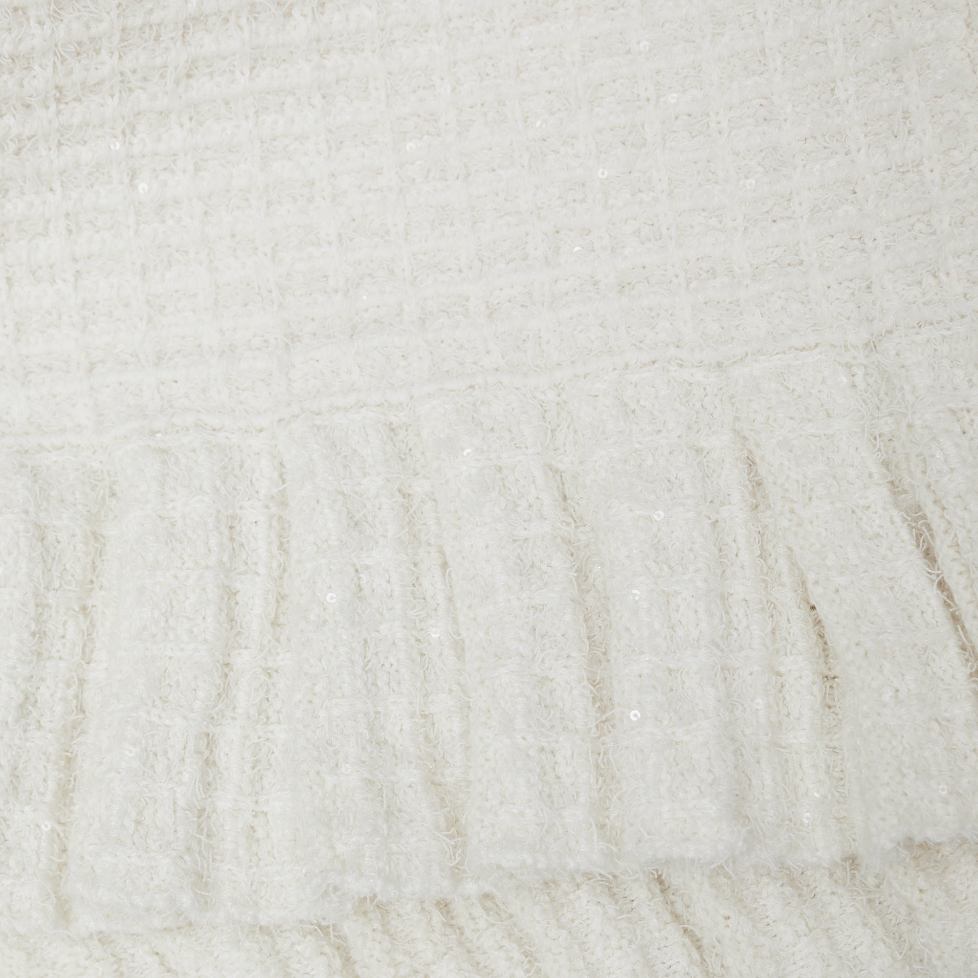 Cream Sequin Textured Knit Skirt