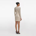 Champagne Rhinestone Lace Trim Mini Dress