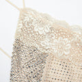 Champagne Rhinestone Lace Trim Maxi Dress