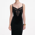 Black Velvet Strappy Midi Dress