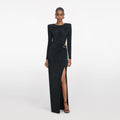 Black Rhinestone Embellished Maxi Dress