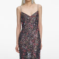 Navy Floral Sequin Maxi Dress