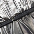 Silver Metallic Crinkle Maxi Dress