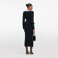 Black Floral Textured Knit Midi Dress