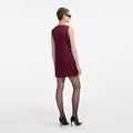 Burgundy Satin Cut Out Mini Dress