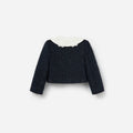 Navy Boucle Collared Jacket