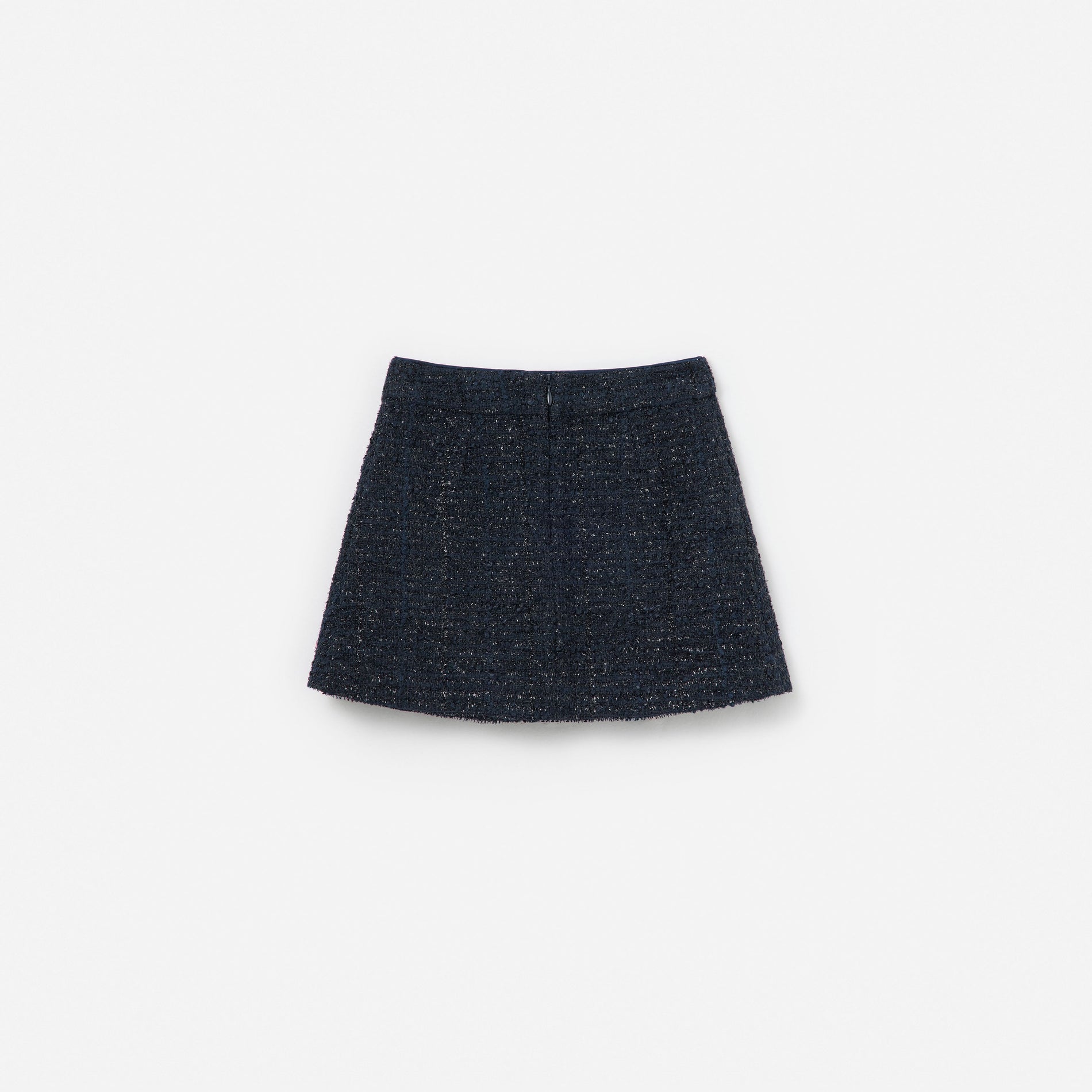 Navy Boucle Pleated Skirt