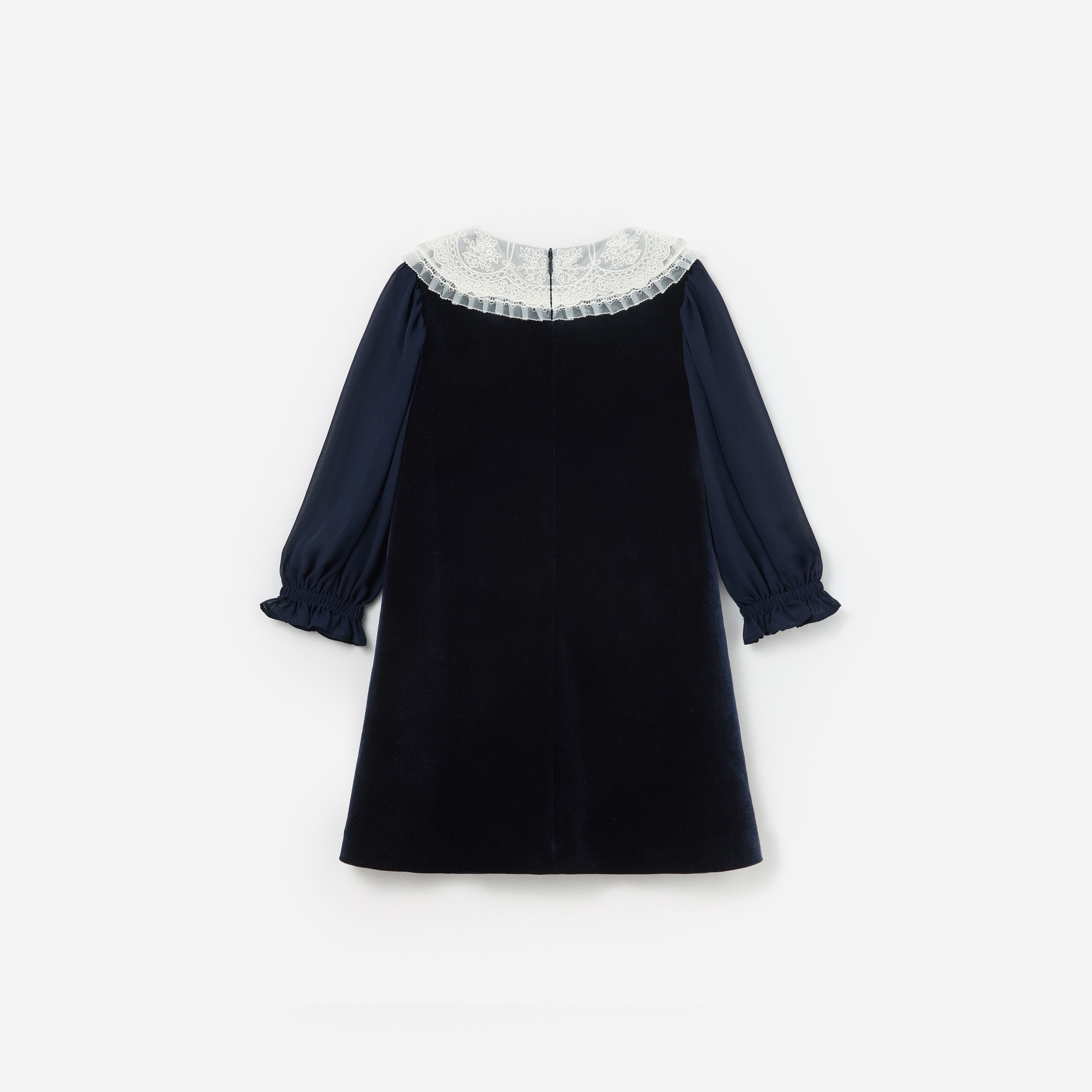 Navy Velvet Contrast Collar Dress
