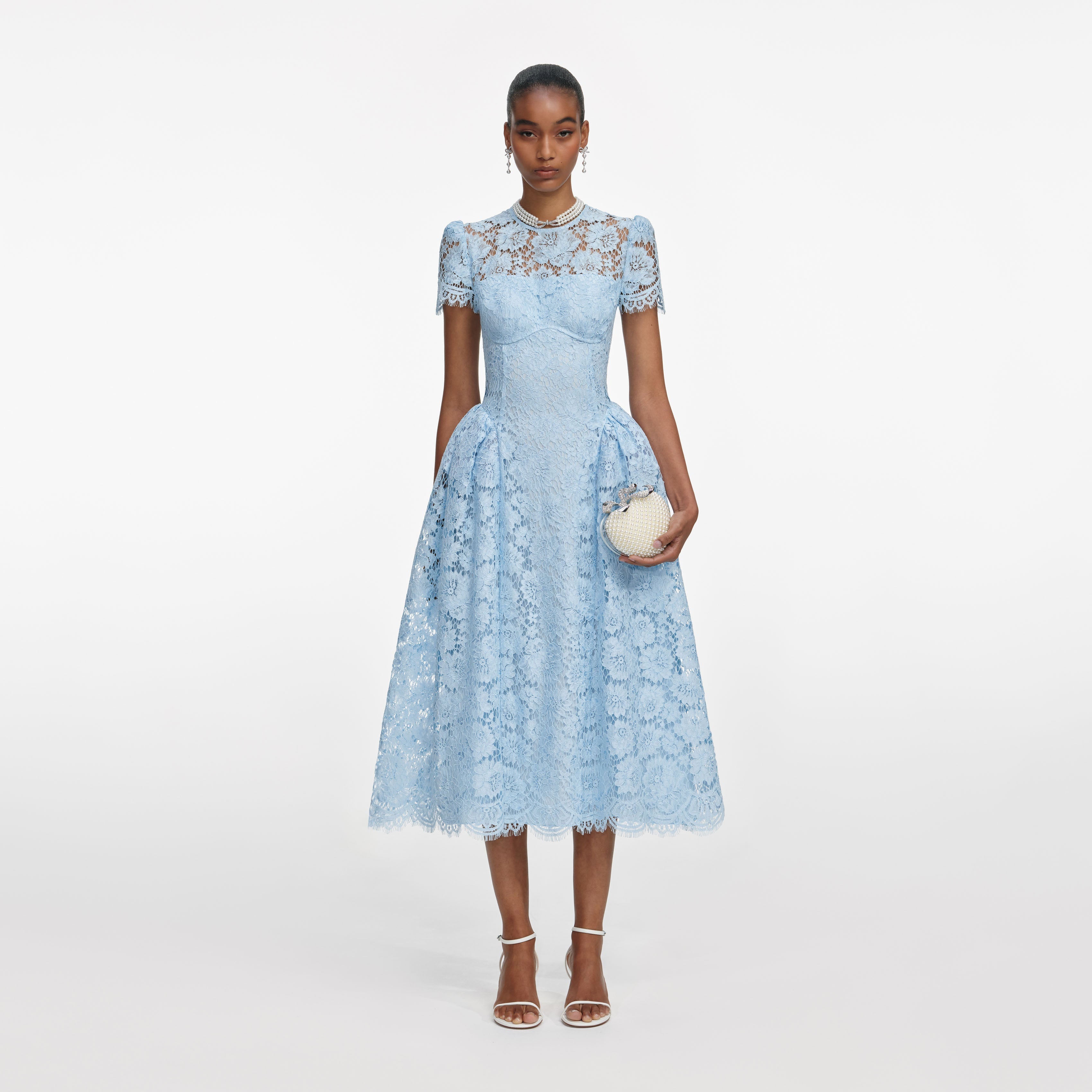 self portrait lace midi dress blue Blue Fine Lace Midi Dress – self-portrait-EU