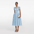 Blue Fine Lace Midi Dress