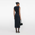 Navy Boucle Midi Dress