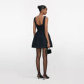 Navy Boucle Sleeveless Mini Dress