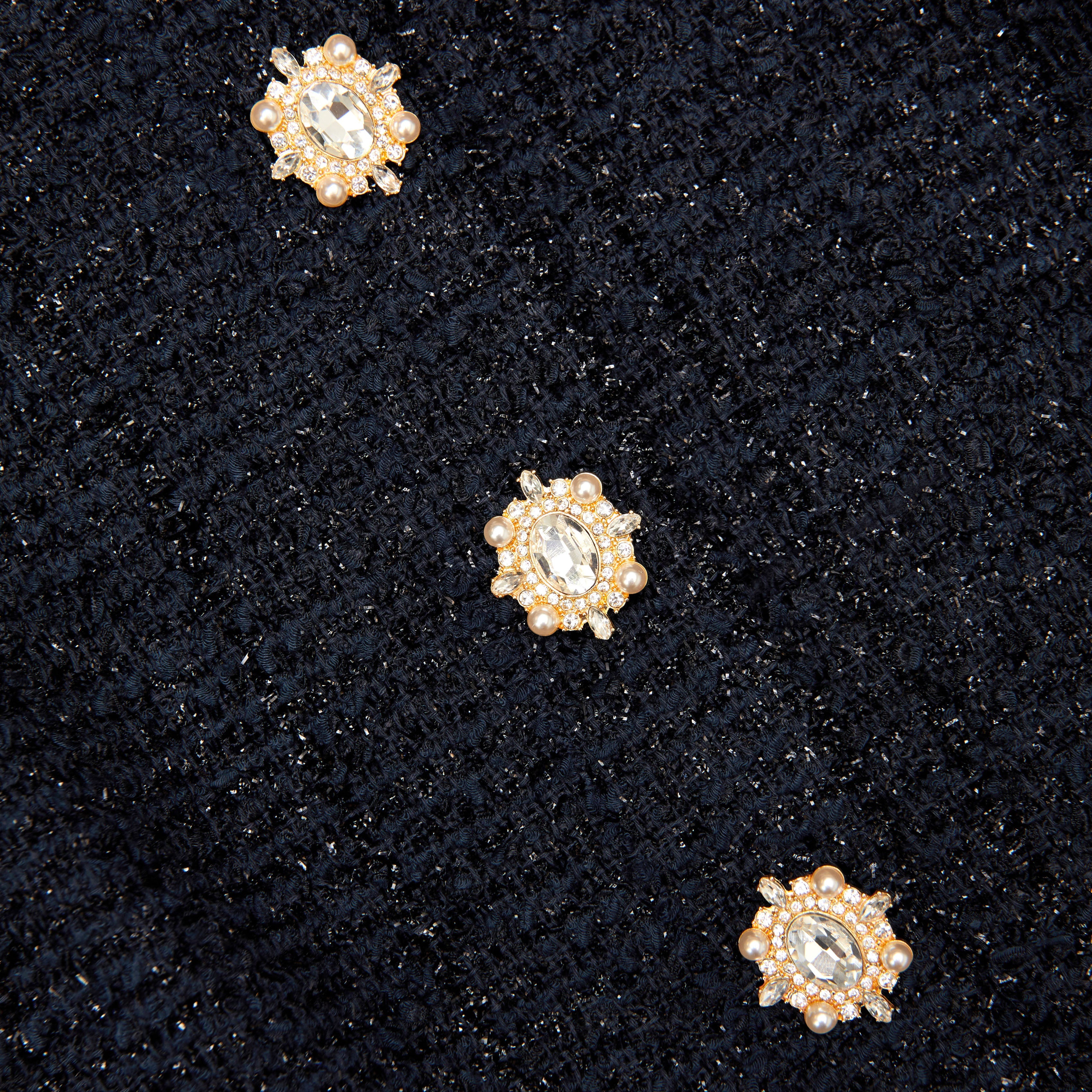 Navy Boucle Sleeveless Mini Dress
