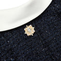 Navy Boucle Long Sleeve Mini Dress