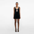 Black Velvet Bow Mini Dress