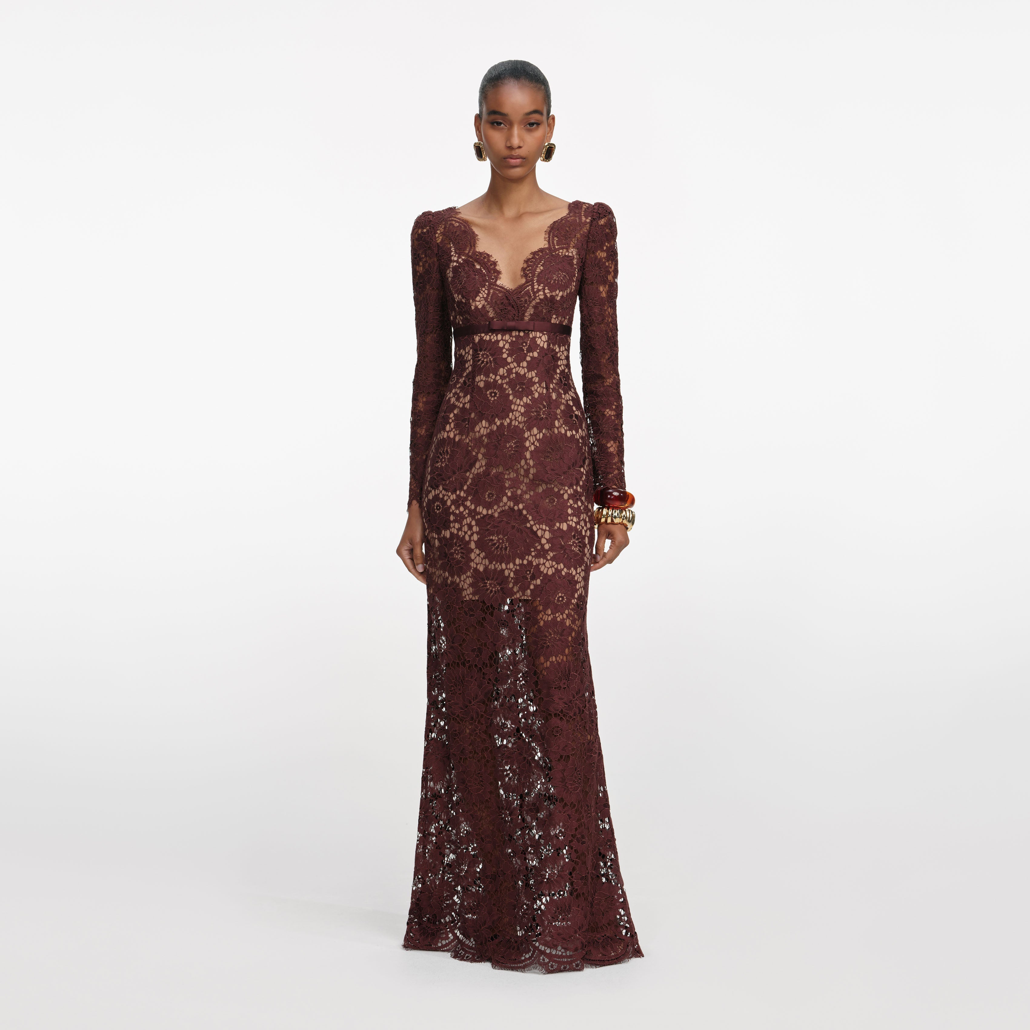 dark brown lace dress Ladies - Cream Lace-Trimmed Slip Dress - Size: L