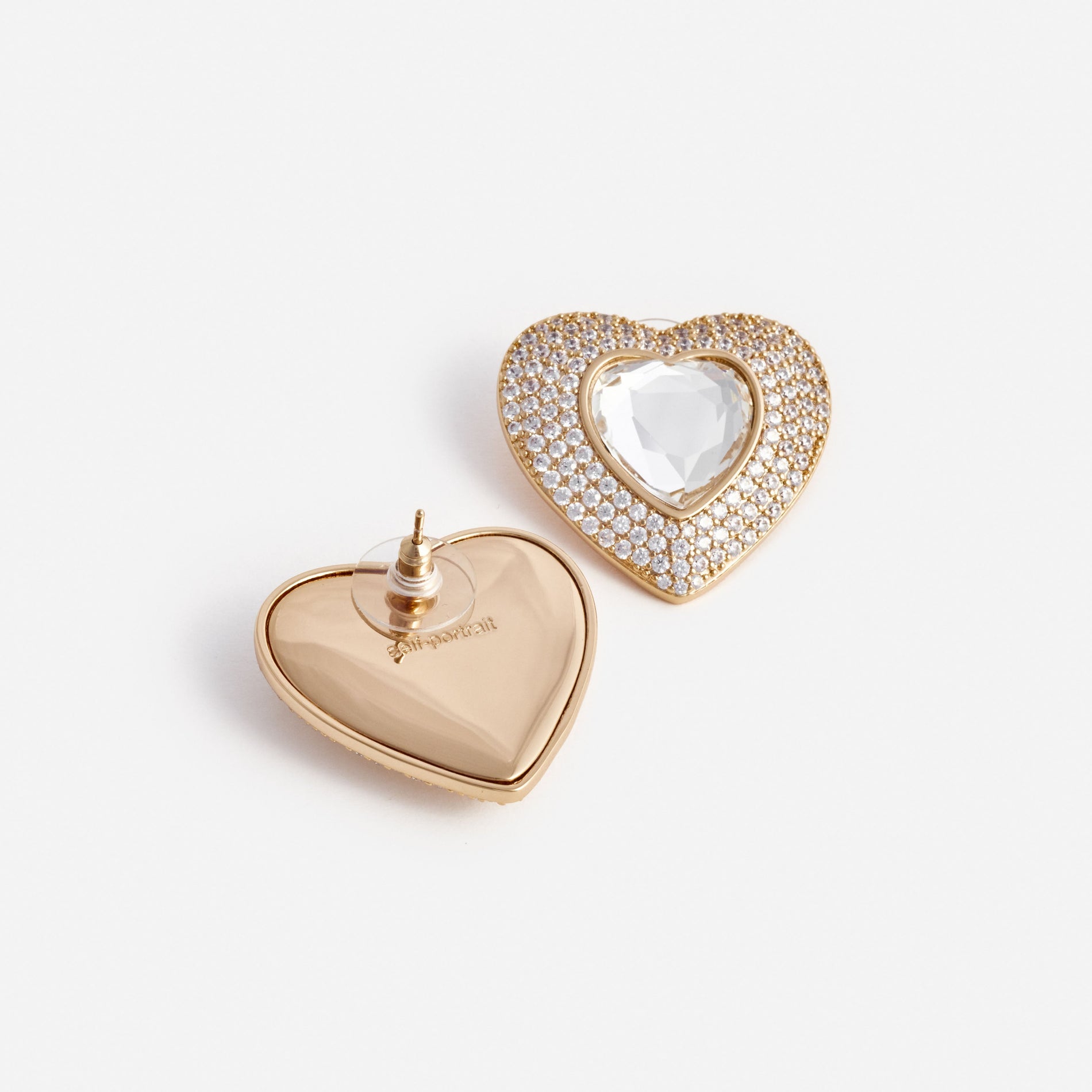 Gold Crystal Heart Earrings