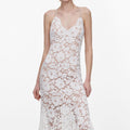 White Fine Lace Feather Maxi Dress