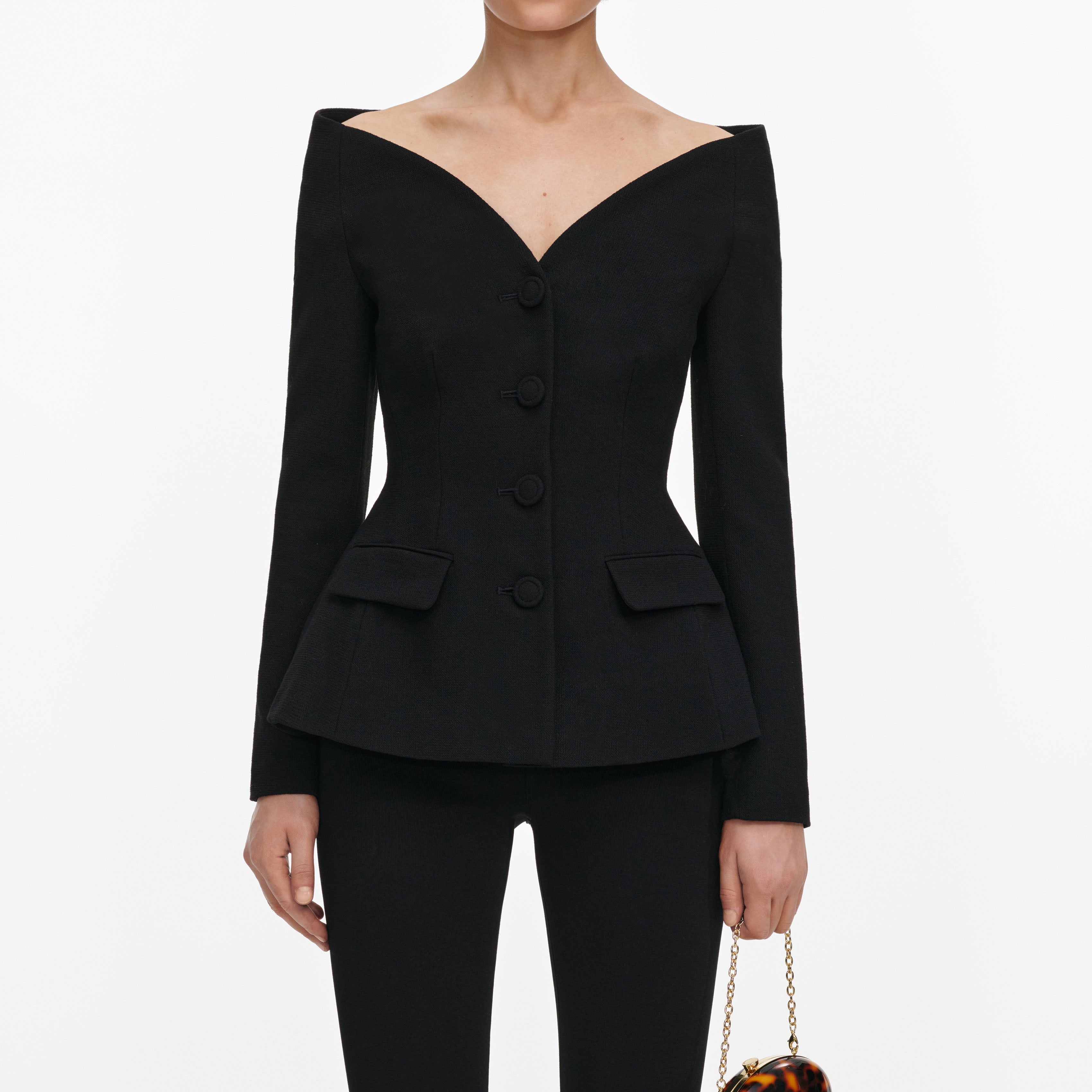 Black Wool Crepe Jacket